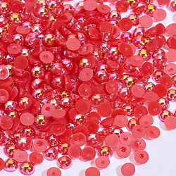 Cabujones de perlas de imitación de plástico ABS, accesorios de la decoración del arte del clavo, semicírculo, rojo, 4x2mm, aproximamente 10000 unidades / bolsa