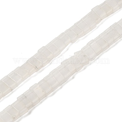 Fili di perline giada bianco naturale, 2-foro, rettangolo, 2.5~3x5x2.5mm, Foro: 0.8 mm, circa 138~140pcs/filo, 15.28''~15.31'' (38.8~38.9 cm)