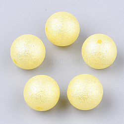 Perles en acrylique de perle d'imitation, rides / texturé, ronde, jaune, 20x19mm, trou: 2.5 mm, environ 110 pcs / 500 g