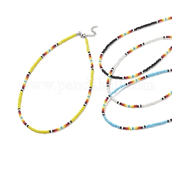 4 Stück 4-farbiges Glas-Samenperlen-Halsketten-Set für Frauen, Mischfarbe, 16.81 Zoll (42.7 cm), 1 Stück / Farbe