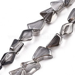 Transparentes perles de verre de galvanoplastie brins, perle plaquée lustre, pépites, gris foncé, 6.5~16.5x5.5~11.5x3.5~9.5mm, Trou: 1.2mm, Environ 61~70 pcs/chapelet, 20.47~23.23 pouce (52 cm ~ 59 cm)