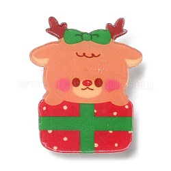Spilla in acrilico a tema natalizio, con 201 perno in acciaio inox, cervo e confezione regalo, 32x26x7mm