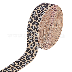 Benecreat flache elastische Gummikordel / Band, Kleidungsnähzubehör, Leoparden-Print, peachpuff, 37 mm
