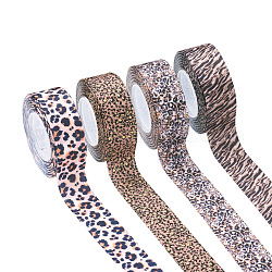 Gioielli pandahall 4 rotoli 4 nastri in poliestere stile, motivo a tema stampa leopardo, per confezioni regalo, fiocchi floreali decorazione artigianale, colore misto, 1 pollice (25 mm), circa 10iarde/rotolo, 1 rotolo / stile