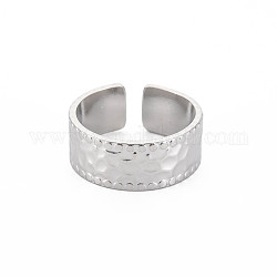 304 anillo de puño abierto plano martillado de acero inoxidable para mujer, color acero inoxidable, nosotros tamaño 6 3/4 (17.1 mm)