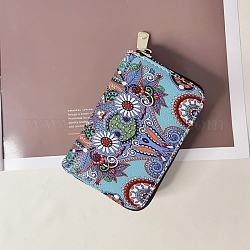 Handtaschen aus PU-Kunstleder, Clutch mit Reißverschluss, Rechteck mit Blume, blassem Türkis, 11x7.5x3 cm