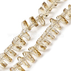 Transparentes perles de verre de galvanoplastie brins, facette, fan, navajo blanc, 8x10x3mm, Trou: 1mm, Environ 100 pcs/chapelet, 19.29'' (49 cm)