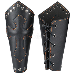 Регулируемый браслет из воловьей кожи с перекрестным шнуром, перчатка браслет, манжета для защиты запястья с накладкой из сплава для мужчин, чёрные, 8-1/2 дюйм (21.6 см)