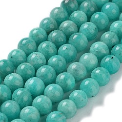 Natürlichen Edelstein Amazonit runde Perlen Stränge, 6 mm, Bohrung: 1 mm, ca. 65 Stk. / Strang, 15.7 Zoll