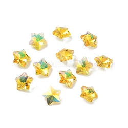 Glass Charms, Faceted Star, Gold, 13x13.5x7mm, Hole: 1.2mm