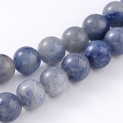 Natürlichen blauen Aventurin runde Perle Stränge, 6 mm, Bohrung: 0.8 mm, ca. 62 Stk. / Strang, 15.5 Zoll