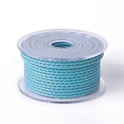 Cordón trenzado de cuero, cable de la joya de cuero, material de toma de diy joyas, cielo azul profundo, 6mm, alrededor de 16.4 yarda (15 m) / rollo