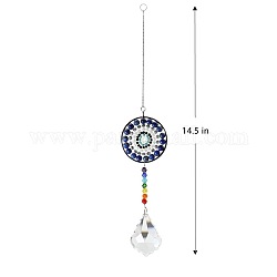 Big Pendant Decorations, Hanging Sun Catchers, Chakra Theme K9 Crystal Glass, Maple Leaf, Midnight Blue, 395mm