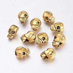 Perline in lega europeo, perline con foro grande, teschio, oro antico, 11.5x7x9.5mm, Foro: 4 mm