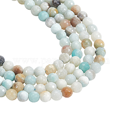Nbeads 2 Strands Natural Frosted Flower Amazonite Round Beads Strands, 4mm, Hole: 1mm, 96pcs/strand, 15.5 inch