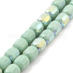 Fili di perle di vetro imitazione giada smerigliata, ab colore placcato, sfaccettato, colonna, verde mare scuro, 8.5x8mm, Foro: 1.5 mm, circa 68pcs/filo, 22.64'' (57.5 cm)