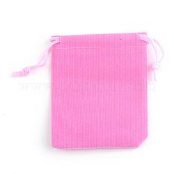Pochettes rectangle en velours, sacs-cadeaux, rose, 9x7 cm