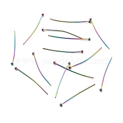 Ionenplattierung (ip) 304 Kugelkopfstifte aus Edelstahl, Regenbogen-Farb, 30x0.6 mm, 22 Gauge, Kopf: 1.9 mm