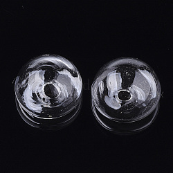 Handmade Blown Glass Bottles, for Glass Vial Pendants Making, Half Round, Clear, 25.5x14.5~15.5mm, Half Hole: 4~5mm