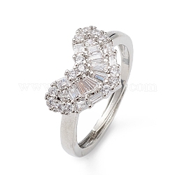 Verstellbarer Ring mit klarem Zirkonia-Herz, Messingschmuck für Damen, Bleifrei und cadmium frei, Platin Farbe, Innendurchmesser: 17 mm