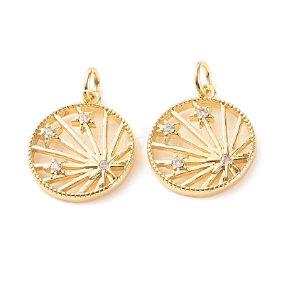 Латунные микропаве прозрачные подвески с фианитом ZIRC-P094-09G-RS-1