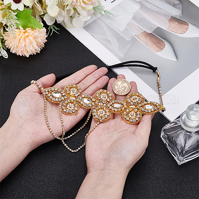 Ободки для волос со стеклянными стразами для женщин OHAR-WH0021-74G-1