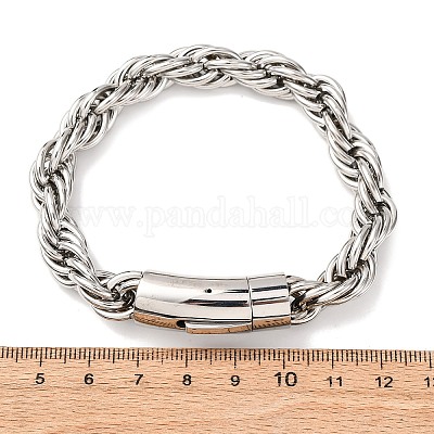 Браслеты из нержавеющей стали 304 с цепочкой и веревкой для мужчин и женщин BJEW-C124-03B-P-1