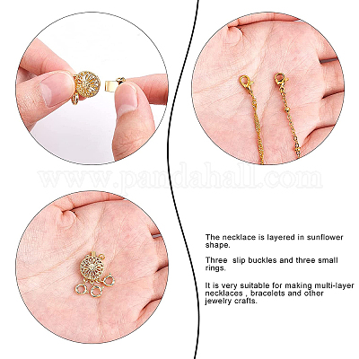 6 набор из 2-х цветных 3-рядных латунных застежек-коробочек с 6 отверстиями KK-SC0002-99-1