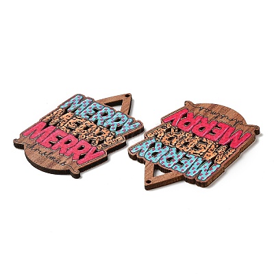 Большие подвески из дерева с односторонним принтом WOOD-D025-05-1