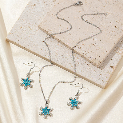 Комплекты из серег и ожерелий с подвесками из сплава со стразами FS-WG1CFD3-01-1