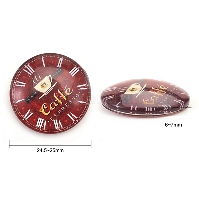 Печатные стеклянные кабошоны GGLA-YW0001-01B-1