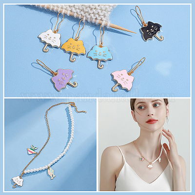 Кулон с зонтом из сплава и эмали HJEW-PH01882-1