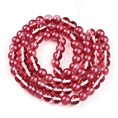 Запекание окрашенные прозрачные стеклянные бусины нити DGLA-N011-10mm-06-1