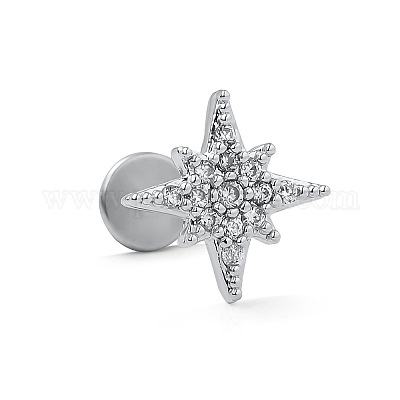 Серьги для хряща из хирургической нержавеющей стали 316l с микропаве из прозрачного кубического циркония для женщин и мужчин&nbsp;WG67427-05-1