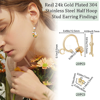 20 шт. фурнитура для сережек-гвоздиков из нержавеющей стали 304 STAS-BBC0004-70B-G-1