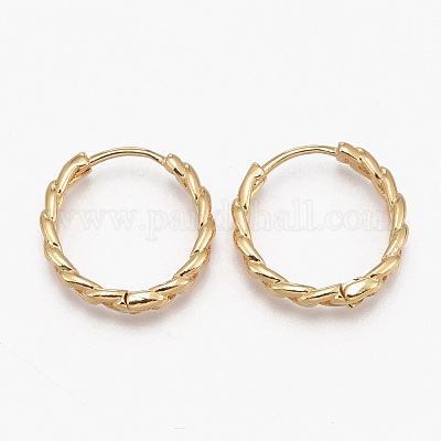 Латунные английском замке Серьги-кольца EJEW-L231-34G-1