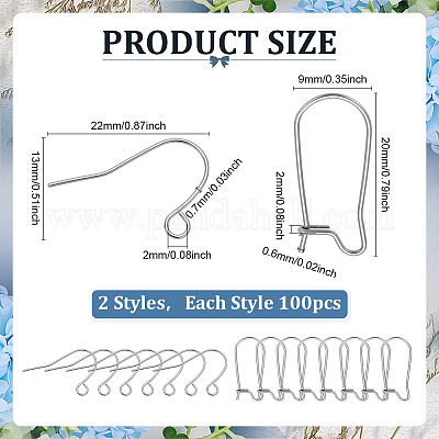 200 шт. 2 стиля 304 нержавеющая сталь серьги-кольца фурнитура почки швензы STAS-GA0001-96-1