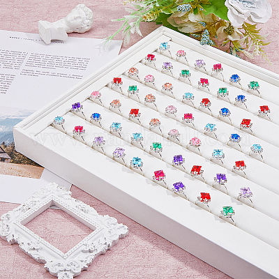 50 шт. регулируемые кольца со стразами RJEW-FI0001-06-1