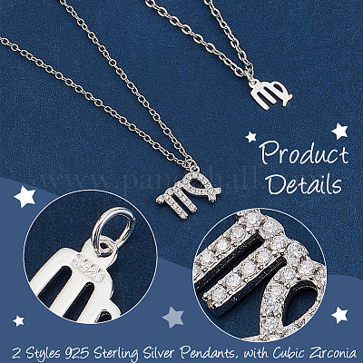 2 шт. 2 стиля 925 подвески из стерлингового серебра STER-PH0002-71B-1