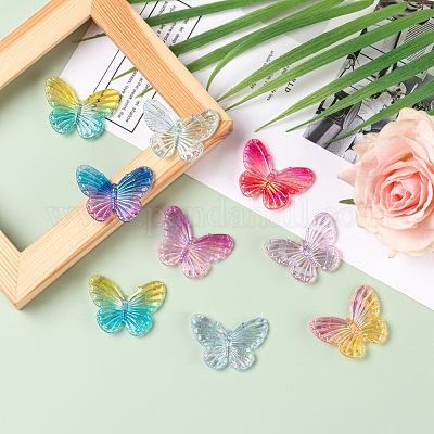 40шт 8 цвета гальванические прозрачные акриловые подвески PACR-CJ0001-16-1