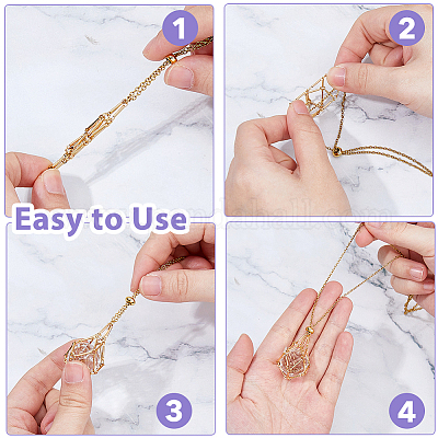 6 шт. 3 стиля 304 нержавеющая сталь макраме мешочек плетеный держатель драгоценных камней NJEW-DC00002-1