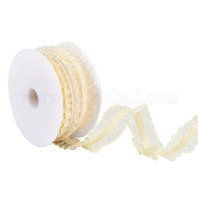 Wholesale FINGERINSPIRE 10 Yards Double Ruffle Lace Trim Lemon Chiffon 3/4  inch Wide Ruffle Stretch Elastic Edging Trim Pleated Fabric Lace Ribbon for  DIY Dress Headwear Decoration and Gift Wrapping 