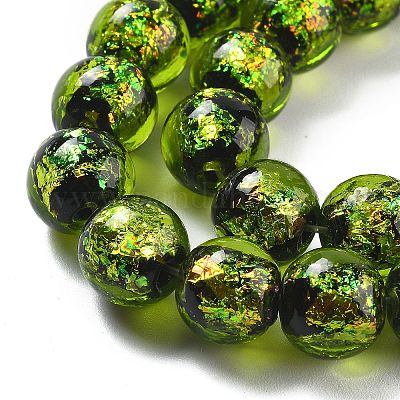 Нити из фольгированных бусин лэмпворк ручной работы FOIL-K003-06B-21-1