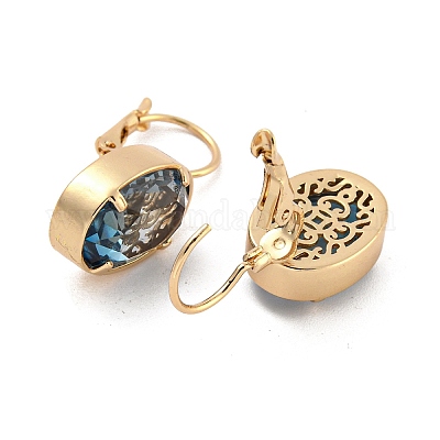 Стеклянные серьги с защелкой EJEW-P269-01KCG-1