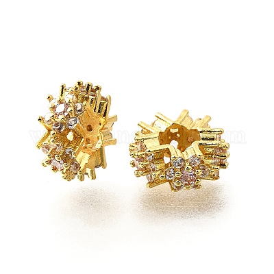 Цветок латуни микро проложить кубического циркония европейские шарики KK-V008-19G-02-1