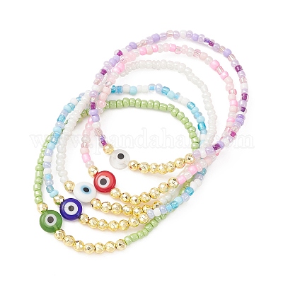 Rainbow Seed Bead 4mm Bracelet