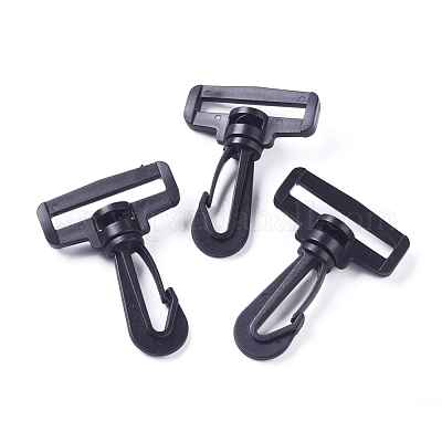 Plastic Swivel Lobster Claw Clasps, Swivel Snap Hooks, for Travel Sport Bag Backpack, Black, 63.5x45.7x13.7mm, Hole: 5.4x38mm