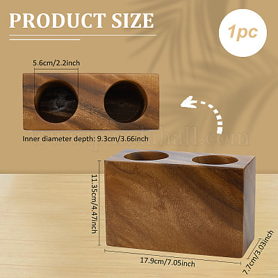 Подставка для ручек из орехового дерева с 2 отверстием AJEW-WH0459-58-1