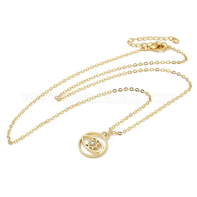 Ожерелья с подвесками из латуни с микропаве и прозрачным кубическим цирконием для женщин NJEW-B092-04G-1