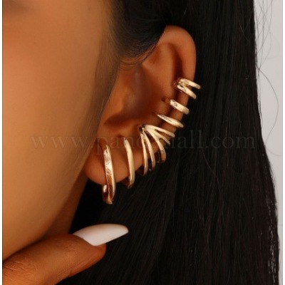 Многослойные серьги-каффы из латуни в форме буквы С&nbsp;WH-WGD2679-01-1